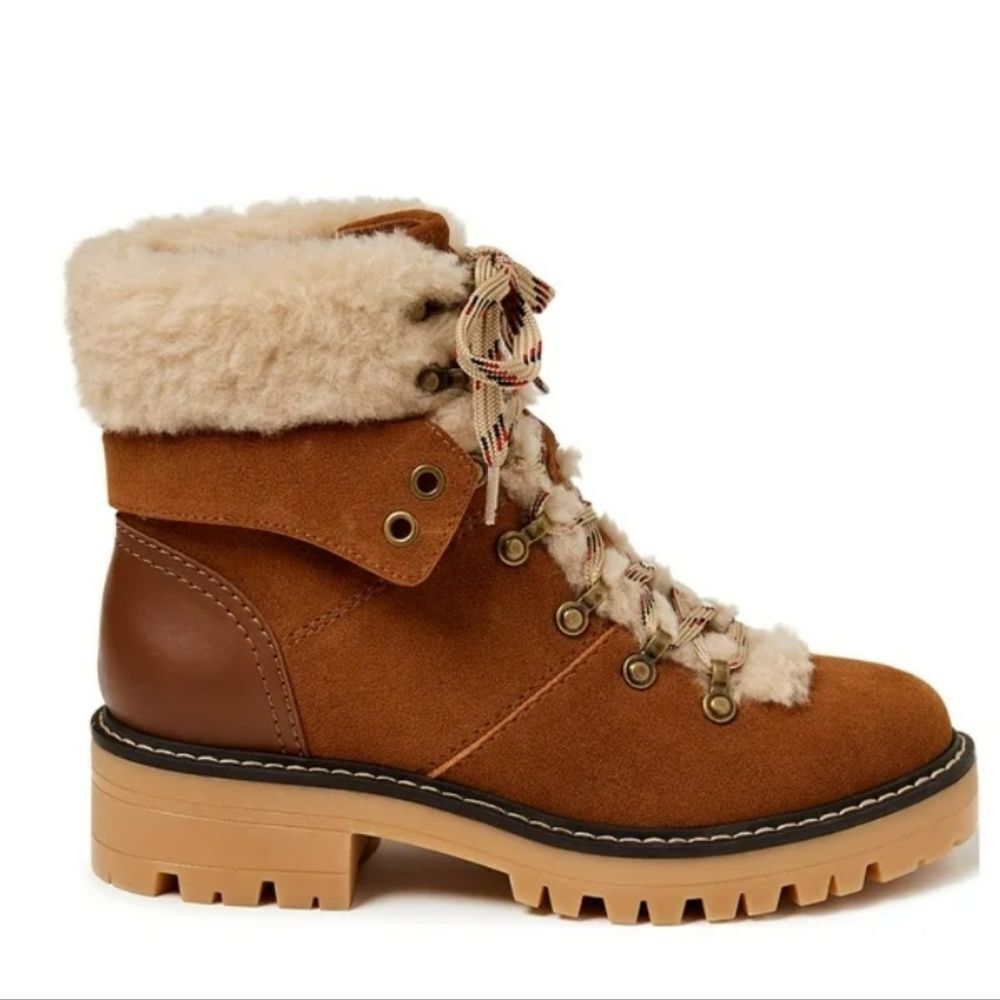 Time and Tru Women's 6 WIDE Cozy Hiker Boots - Picture 2 of 4
